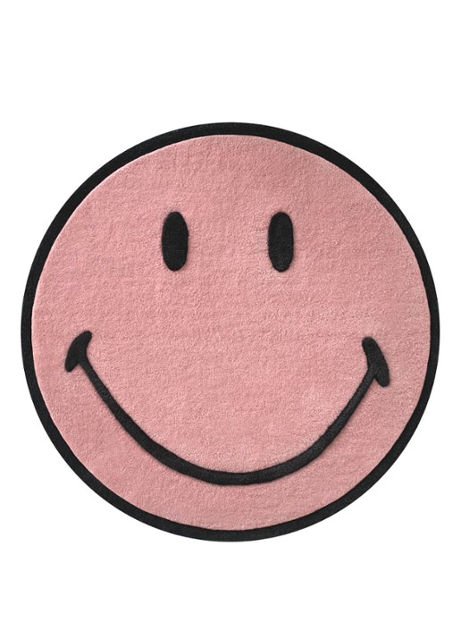 Maison Deux Smiley vloerkleed Ø100 cm - voorkant roze