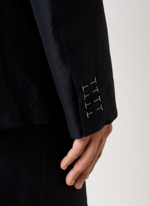 Maison Margiela Colbert in zijdeblend - detail 3 donkerblauw