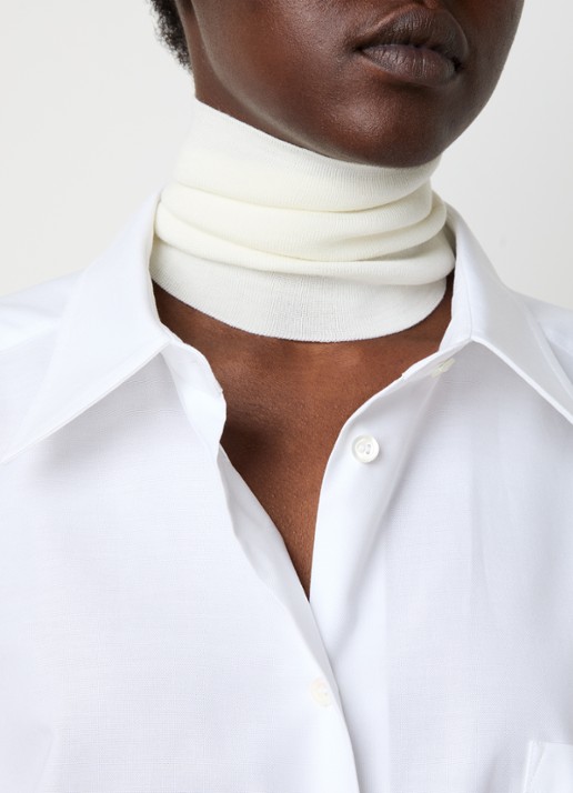 Maison Margiela Fijngebreide colsjaal van wol - voorkant 2 gebroken wit
