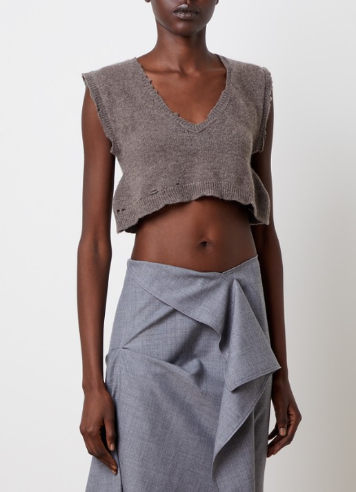 Maison Margiela Fijngebreide crop top met V-hals
