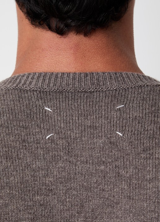 Maison Margiela Fijngebreide trui van wol met print - detail 3 grijs