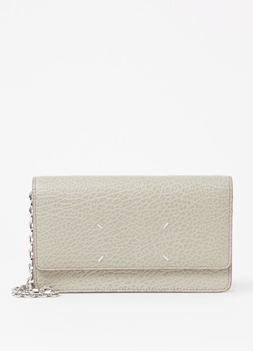 Maison Margiela Four Stitches portemonnee van kalfsleer - voorkant khaki
