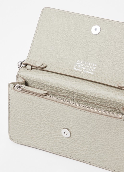 Maison Margiela Four Stitches portemonnee van kalfsleer - voorkant 2 khaki