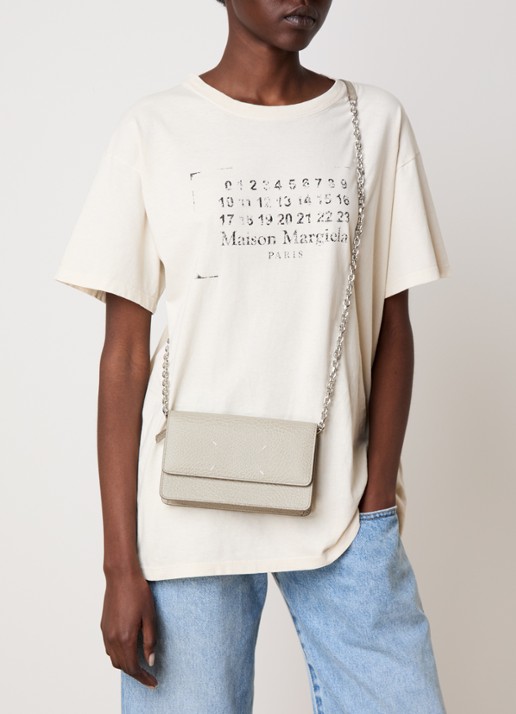 Maison Margiela Four Stitches portemonnee van kalfsleer - voorkant 3 khaki