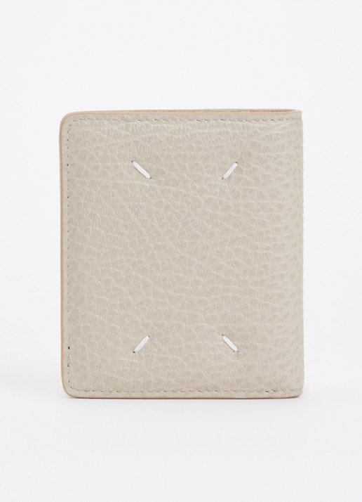 Maison Margiela Four Stitches portemonnee van kalfsleer - achterkant lichtgrijs