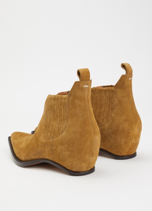 Maison Margiela Heel-Less Western chelsea boot van kalfssuède - achterkant mosgroen
