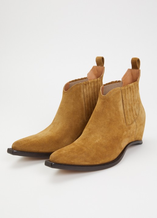 Maison Margiela Heel-Less Western chelsea boot van kalfssuède - detail 3 mosgroen