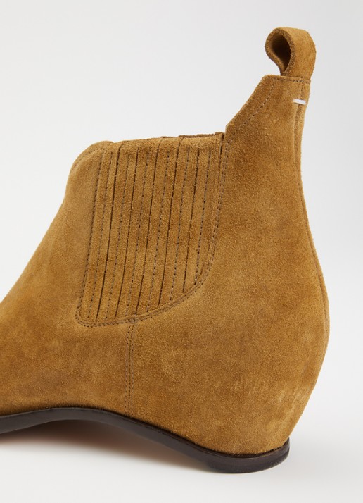 Maison Margiela Heel-Less Western chelsea boot van kalfssuède - detail 5 mosgroen