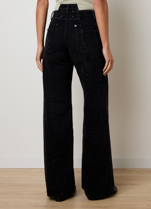 Maison Margiela High waist flared jeans met gekleurde wassing - achterkant zwart