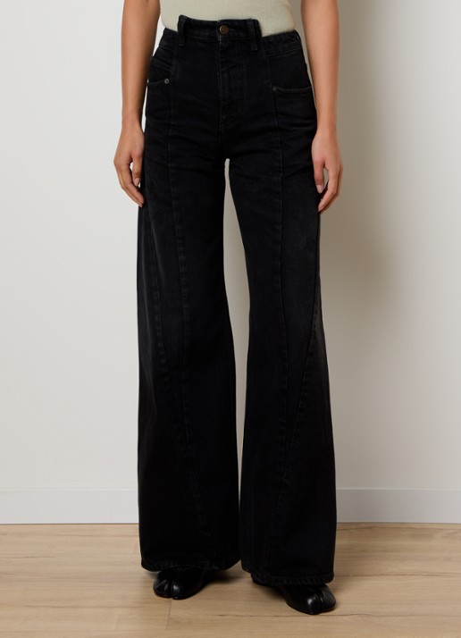 Maison Margiela High waist flared jeans met gekleurde wassing - detail 4 zwart