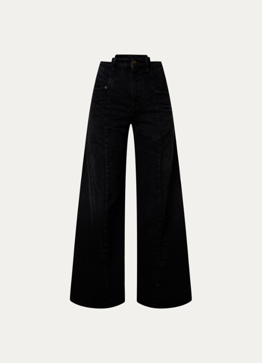 Maison Margiela High waist flared jeans met gekleurde wassing - voorkant 2 zwart