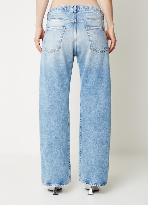 Maison Margiela High waist straight leg jeans met lichte wassing - achterkant indigo