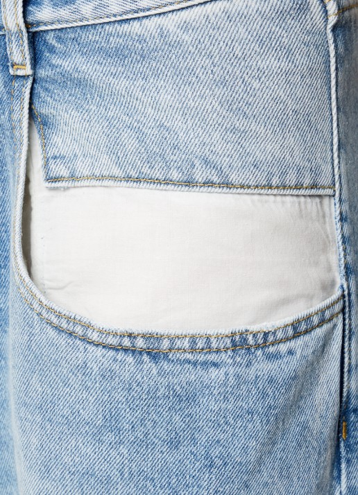 Maison Margiela High waist straight leg jeans met lichte wassing - detail 8 indigo