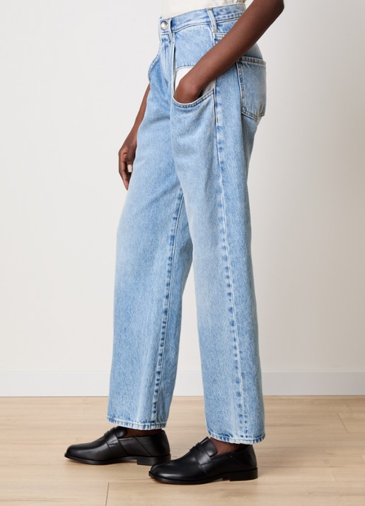 Maison Margiela High waist straight leg jeans met lichte wassing - detail 10 indigo