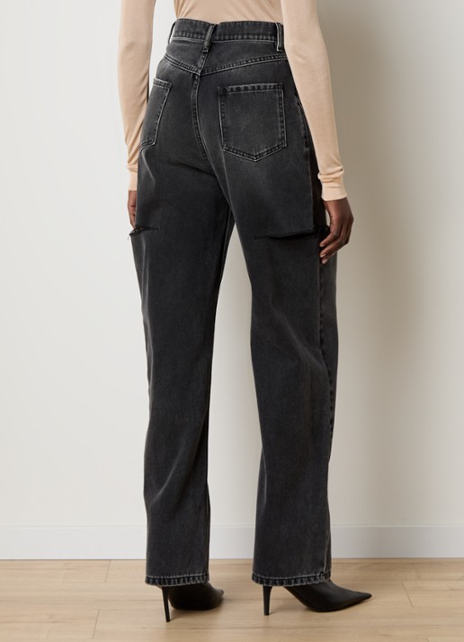 Maison Margiela High waist tapered jeans met steekzakken - achterkant 4 antraciet