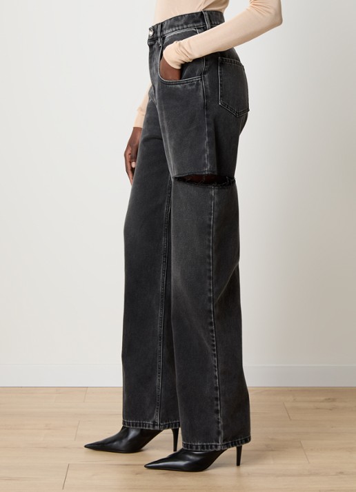 Maison Margiela High waist tapered jeans met steekzakken - detail 2 antraciet