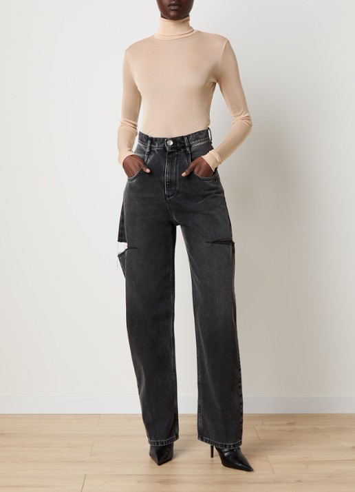 Maison Margiela High waist tapered jeans met steekzakken - voorkant 6 antraciet