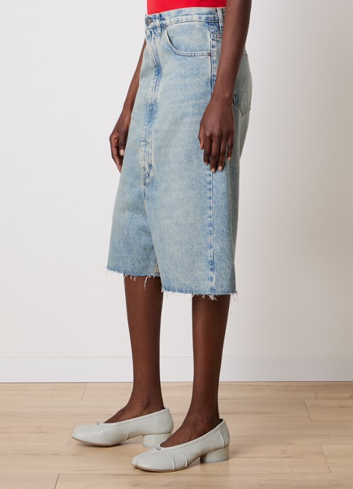 Maison Margiela High waist wide fit korte broek van denim - detail 5 indigo