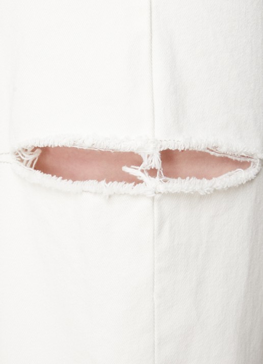 Maison Margiela High waist wide leg jeans met ripped details - detail 6 gebroken wit