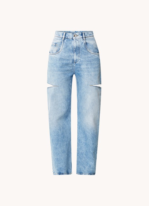 Maison Margiela High waist wide leg jeans met ripped details