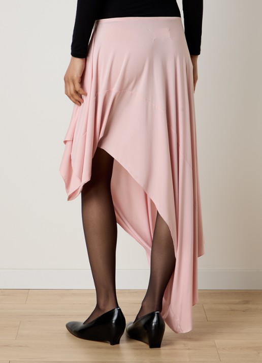 Maison Margiela Midi rok met asymmetrische zoom - achterkant lichtroze
