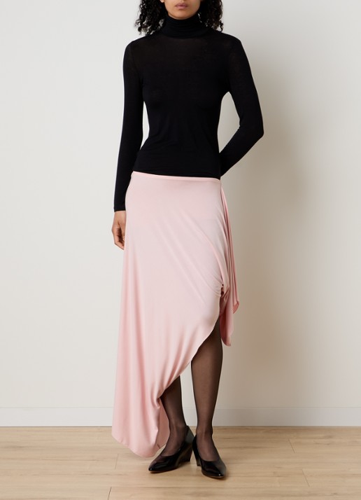 Maison Margiela Midi rok met asymmetrische zoom - voorkant 3 lichtroze