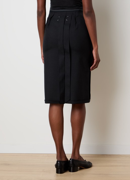 Maison Margiela Midi rok van wol - achterkant 3 zwart