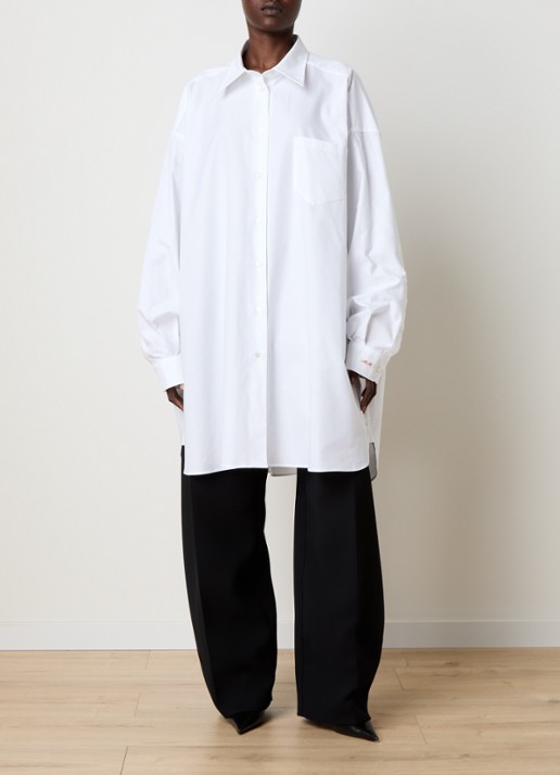 Maison Margiela Oversized blouse met borstzak - detail 3 wit