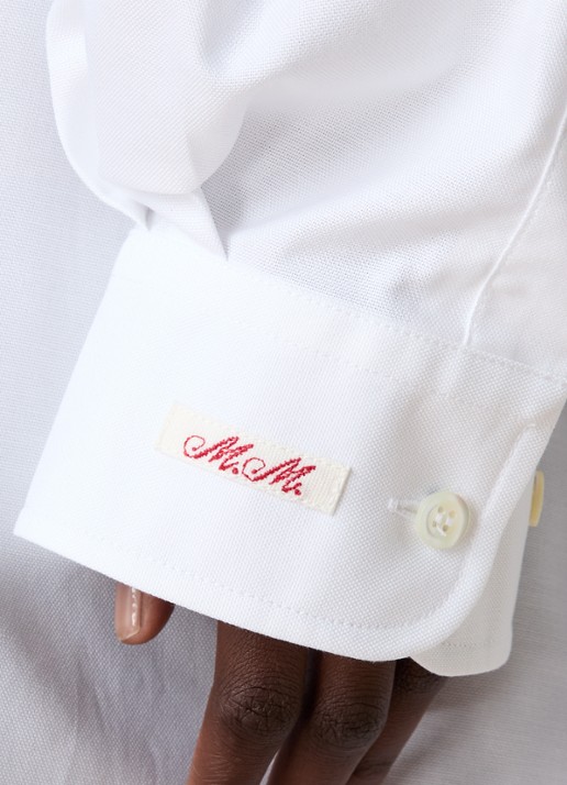 Maison Margiela Oversized blouse met borstzak - detail 4 wit