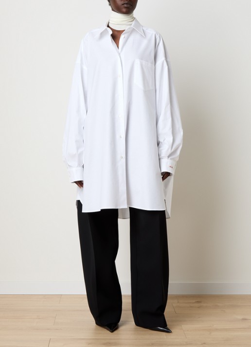 Maison Margiela Oversized blouse met borstzak - voorkant 2 wit