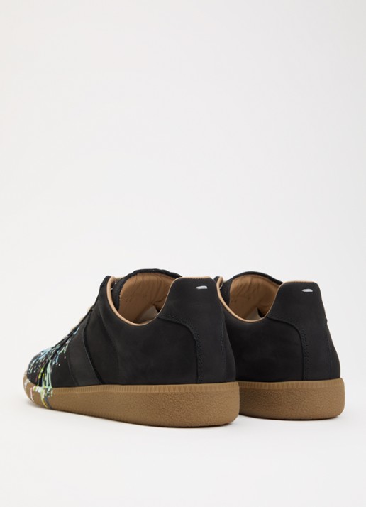 Maison Margiela Paint Replica sneaker van kalfsleer met details van kalfssuède - achterkant 7 zwart