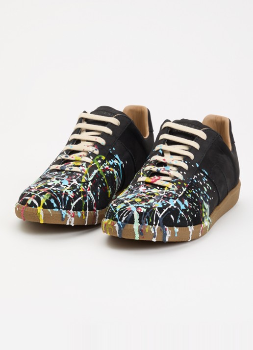 Maison Margiela Paint Replica sneaker van kalfsleer met details van kalfssuède - detail 3 zwart
