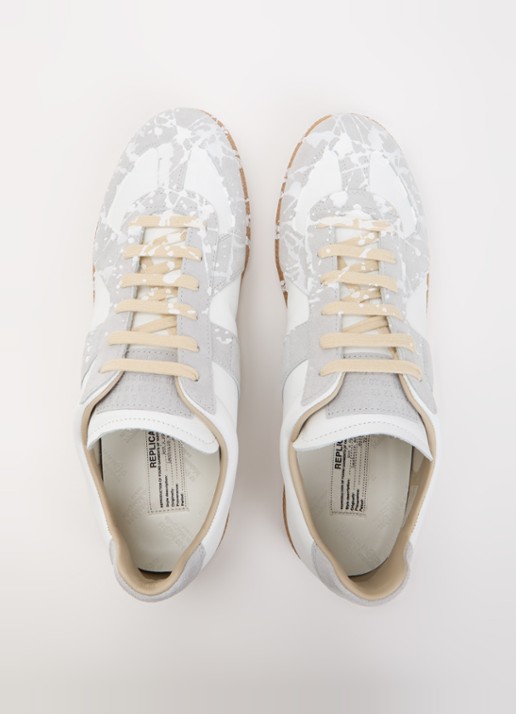 Maison Margiela Paint Replica sneaker van kalfsleer met details van kalfssuède - detail 3 wit