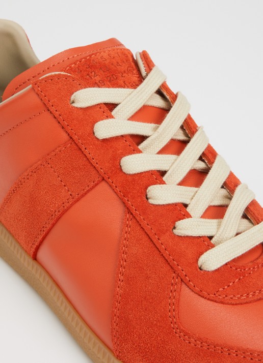 Maison Margiela Replica sneaker van kalfsleer met details van kalfssuède - detail 5 oranjerood