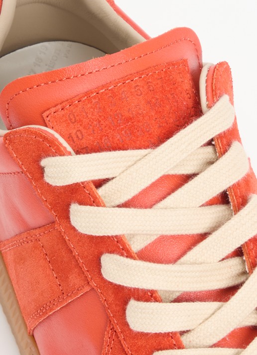 Maison Margiela Replica sneaker van kalfsleer met details van kalfssuède - detail 5 oranjerood