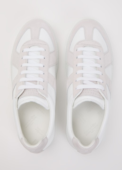 Maison Margiela Replica sneaker van kalfsleer met kalfssuède details met plateauzool - detail 3 wit