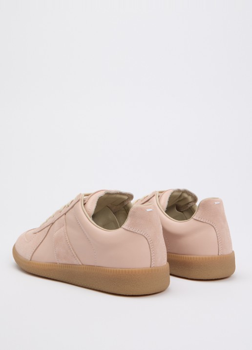 Maison Margiela Replica sneaker van kalfsleer met kalfssuède details - achterkant 6 lichtroze