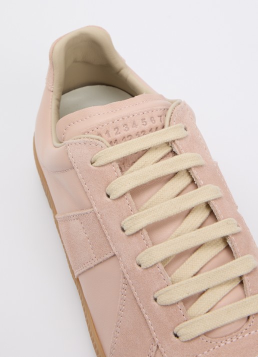 Maison Margiela Replica sneaker van kalfsleer met kalfssuède details - detail 5 lichtroze