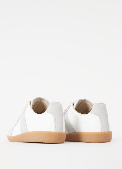 Maison Margiela Replica sneaker van kalfsleer met suède details - achterkant gebroken wit