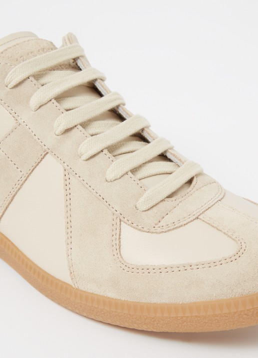 Maison Margiela Replica sneaker van kalfsleer met suède details - detail 7 bruin