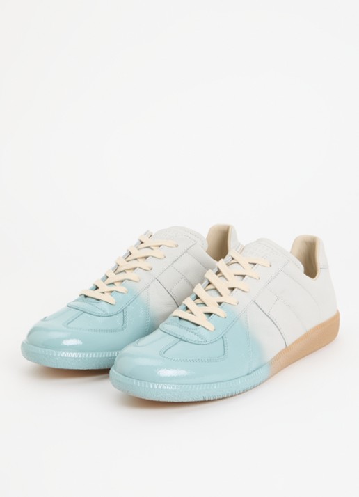 Maison Margiela Replica sneaker van kalfsleer - detail 2 turquoise
