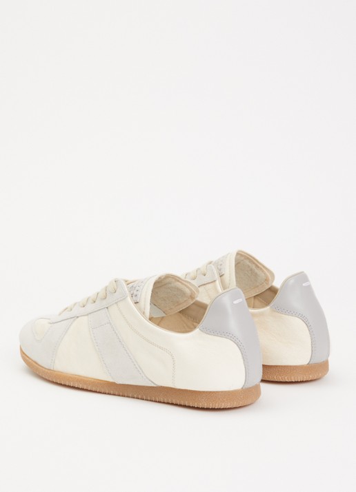 Maison Margiela Replica sneaker van kalfsleur met details van suède - achterkant 6 creme
