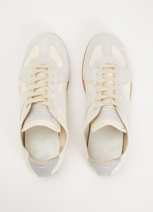 Maison Margiela Replica sneaker van kalfsleur met details van suède - detail 2 creme