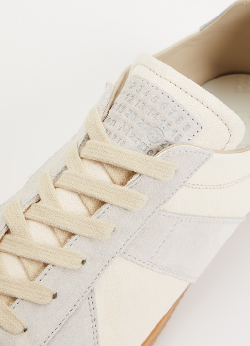 Maison Margiela Replica sneaker van kalfsleur met details van suède - detail 4 creme