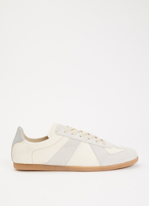 Maison Margiela Replica sneaker van kalfsleur met details van suède - voorkant 5 creme