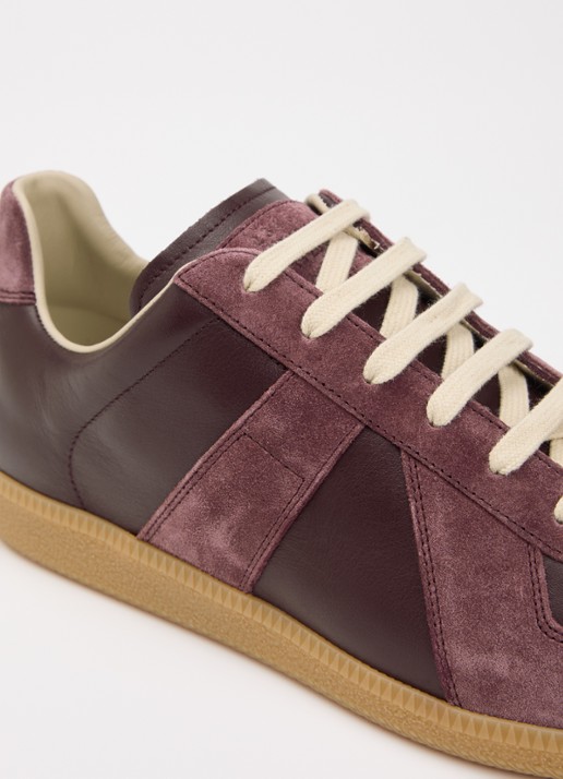 Maison Margiela Replica sneaker van lamsleer met kalfssuède details - detail 5 bordeauxrood