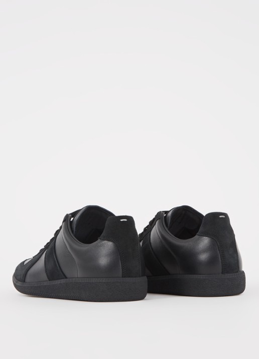 Maison Margiela Replica sneaker van lamsleer met suède details - achterkant 7 zwart