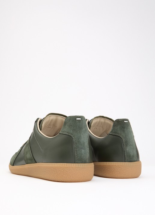 Maison Margiela Replica sneaker van leer met details van kalfssuède - achterkant groen