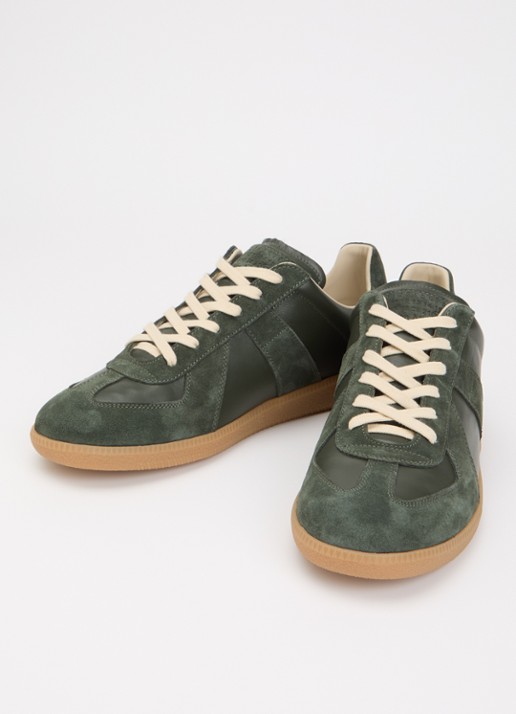 Maison Margiela Replica sneaker van leer met details van kalfssuède - detail 2 groen
