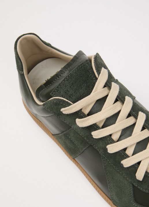 Maison Margiela Replica sneaker van leer met details van kalfssuède - detail 5 groen